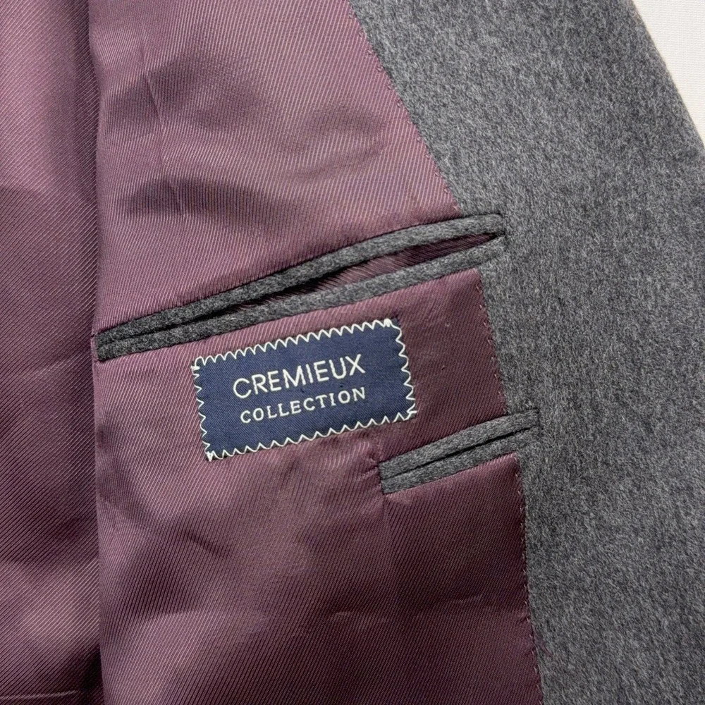 Loro Piana Sport Coat  Cashmere Mink Blend Grey Mens 44 L Cremieux
